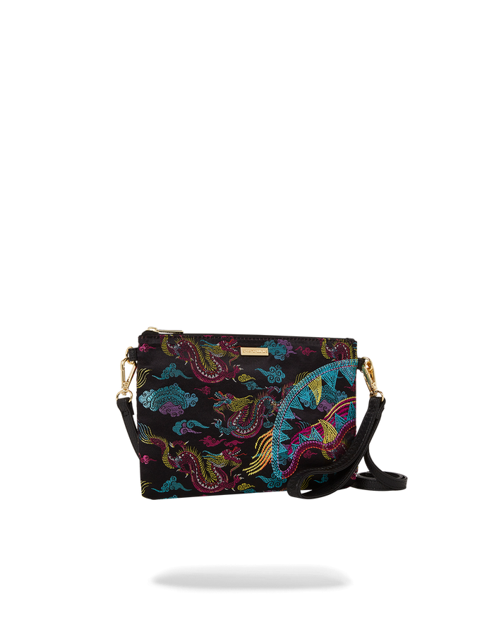 EMBROIDERED DRAGONS CROSSOVER CLUTCH